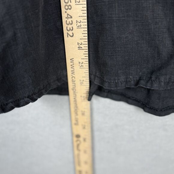 Goddess Gear Black Top Organic Linen Lagenlook Hippie Button Up Shirt Size S - Picture 6 of 7